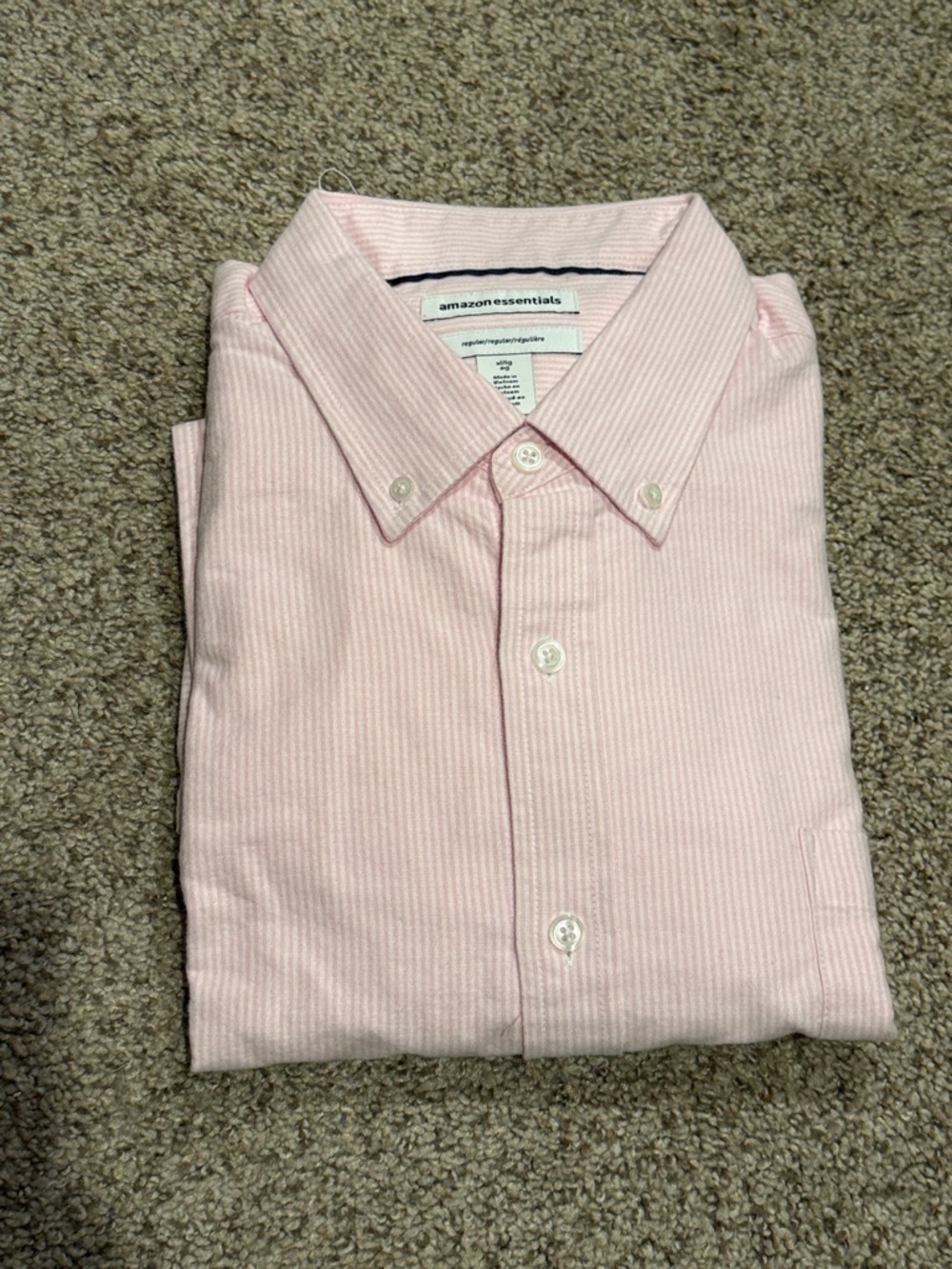 Amazon Essentials Light Pink Striped Dress Shirt